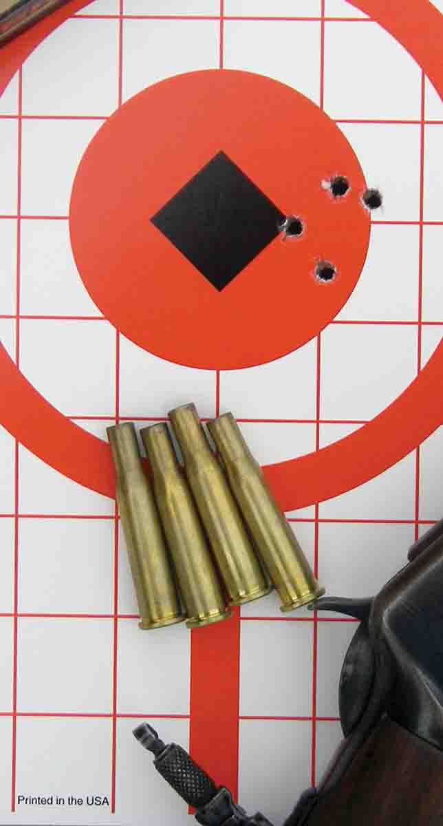This four-shot group measures just over one inch, but most five-shot groups measured around 1.5 inches at 100 yards.
